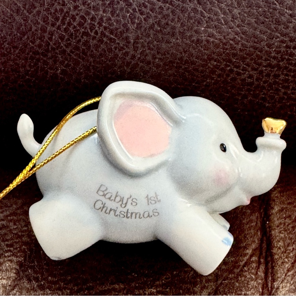 Baby's 1st Christmas Elephant Ornament - Vintage Lenox Christmas Ornament in Box